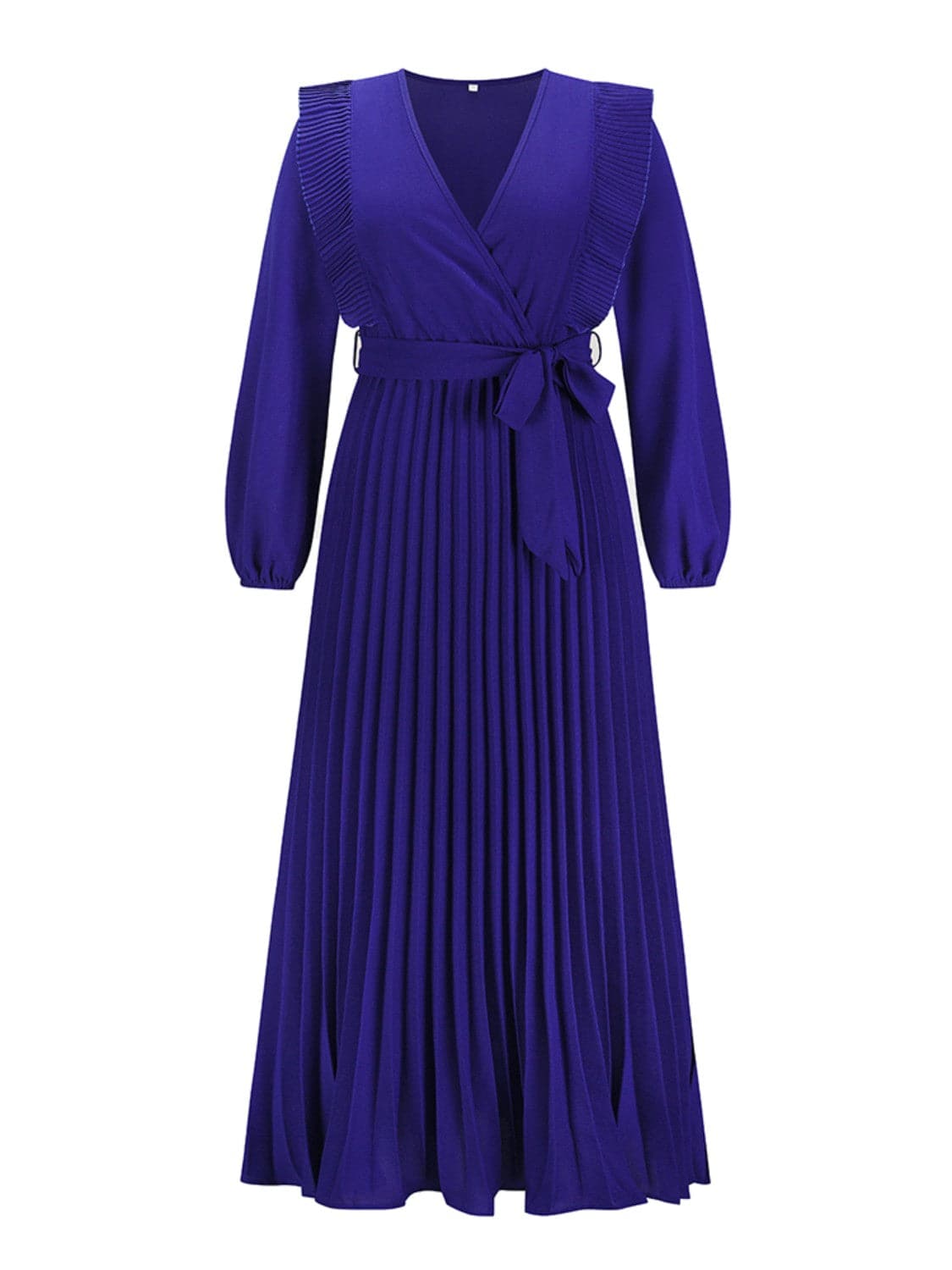 Pleated Surplice Tie Waist Maxi Dress.