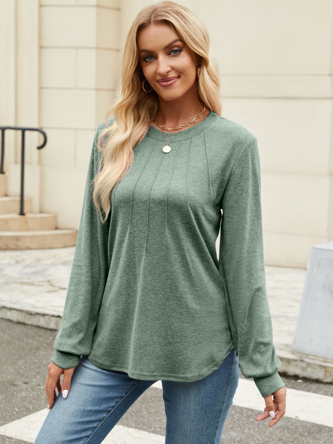 Long sleeve crew neck tee - soft & stretchy