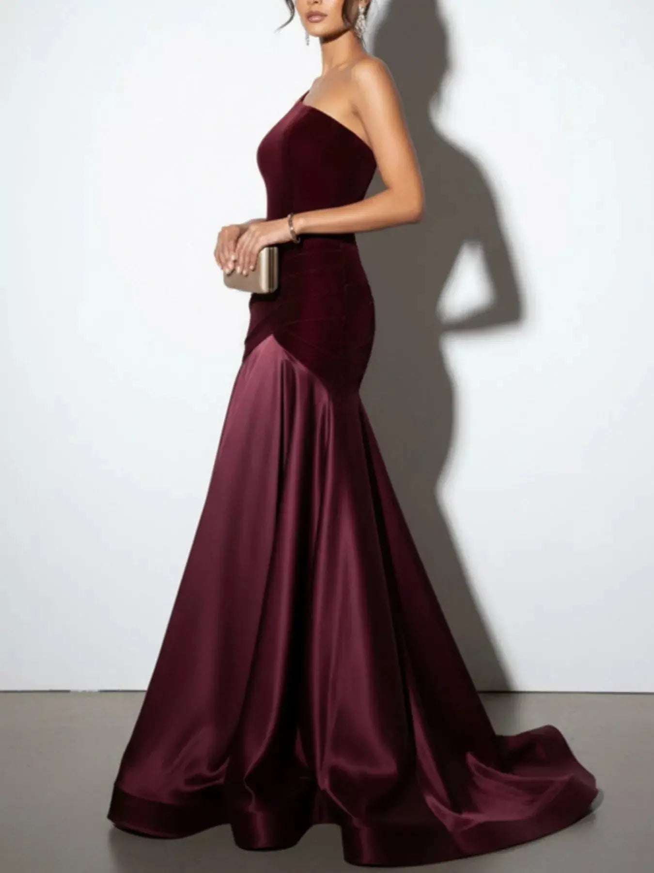 Single Shoulder Floor Length Dress Simply Love