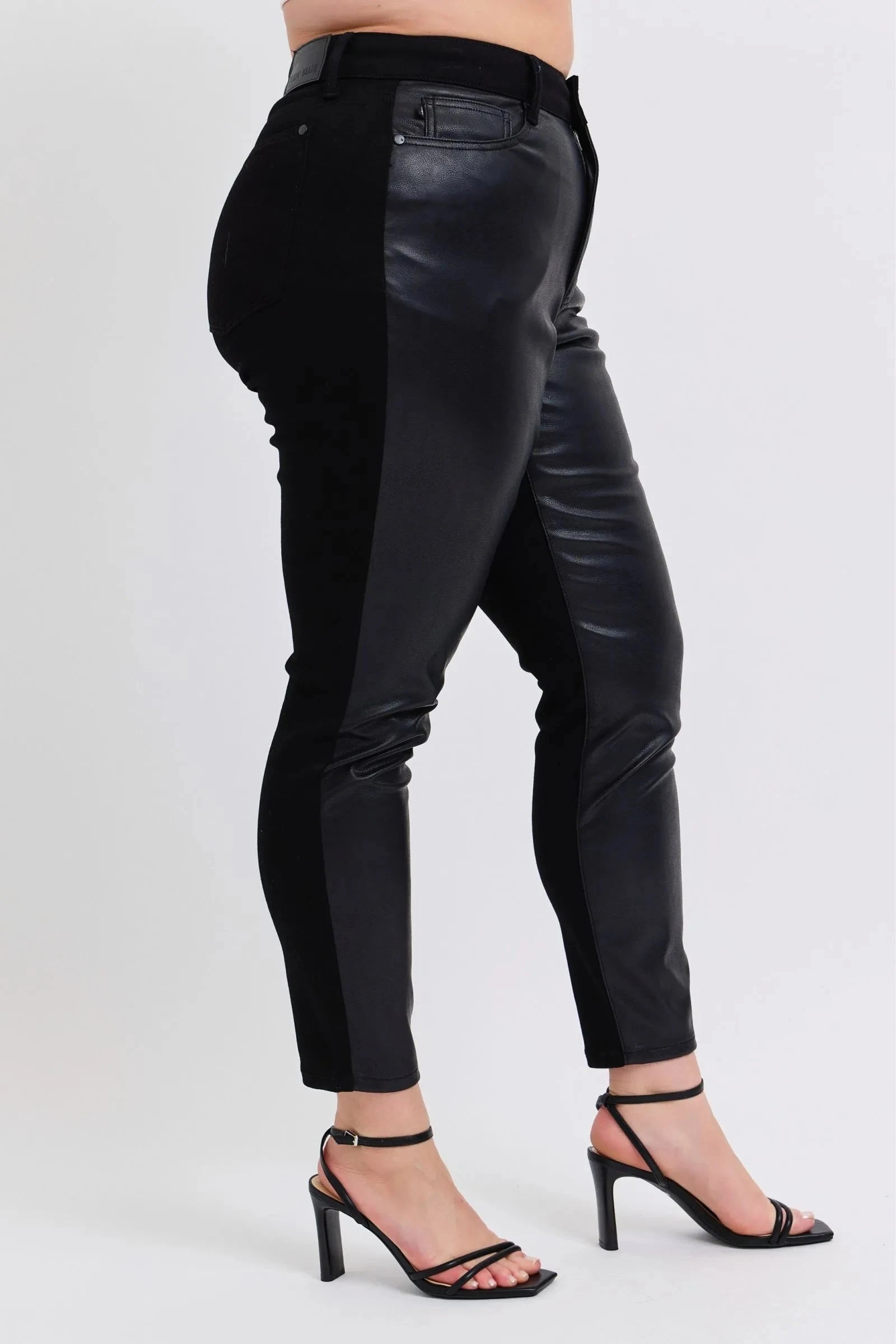 Judy Blue Plus Size HW Faux Leather Skinny Pants Coco’s Tee Boutique