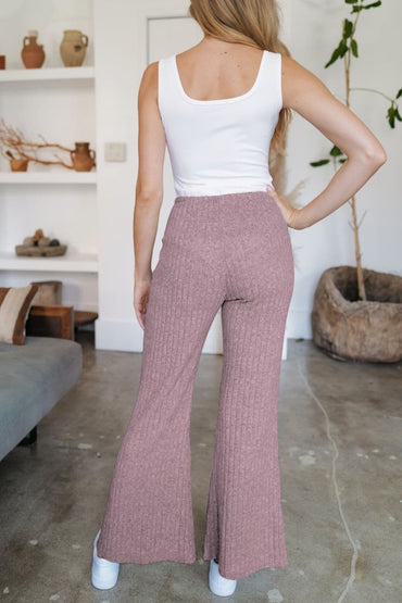 Ribbed High Waist Flare Pants.