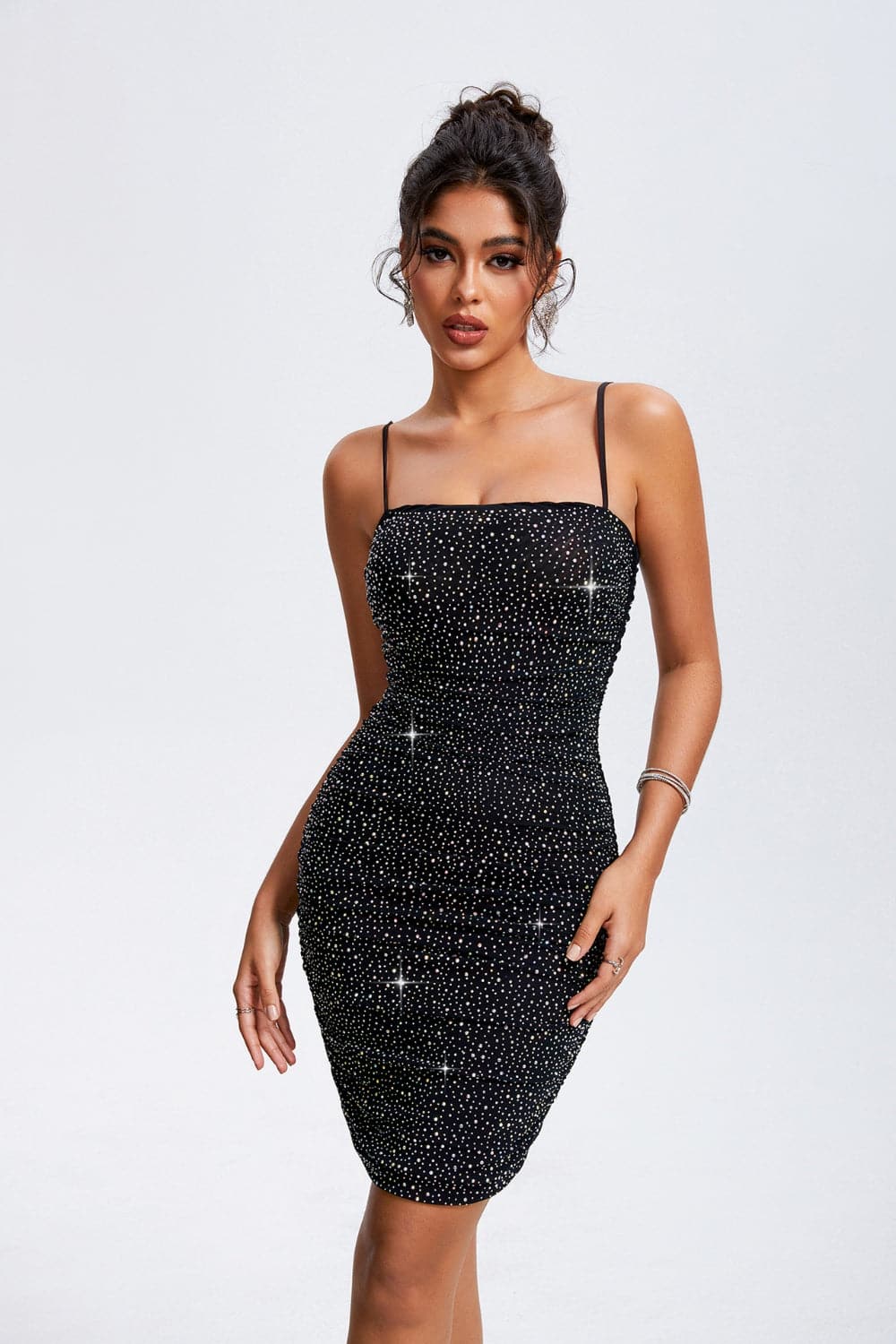 Rhinestone Square Neck Cami Dress.