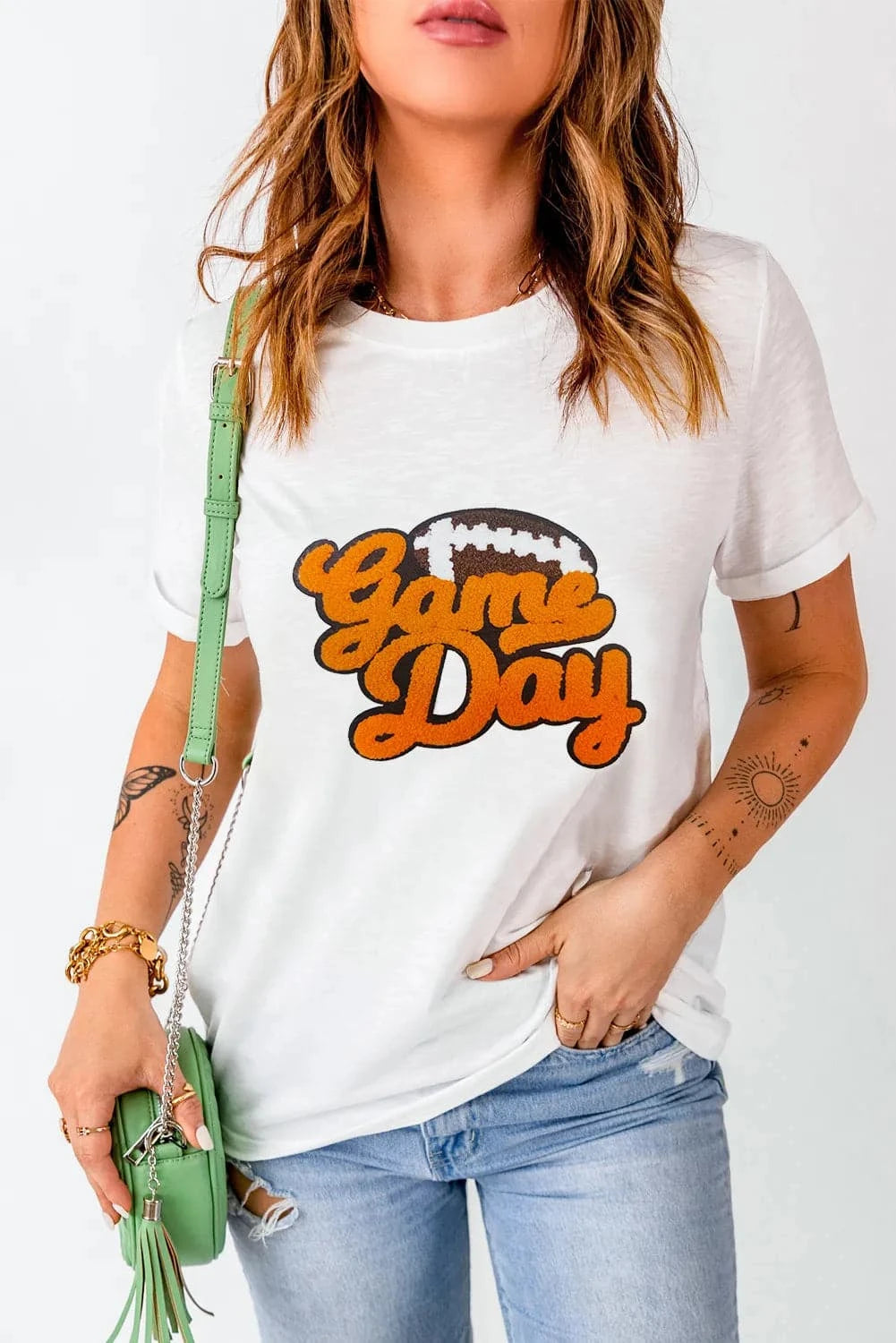 Casual Game Day Round Neck Tee