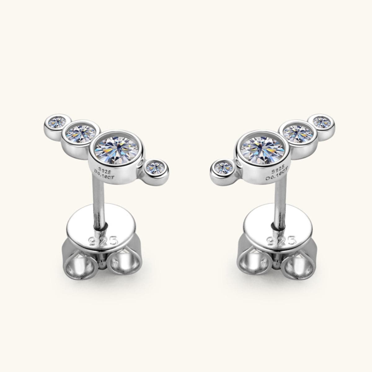 Moissanite 925 Sterling Silver Stud Earrings.