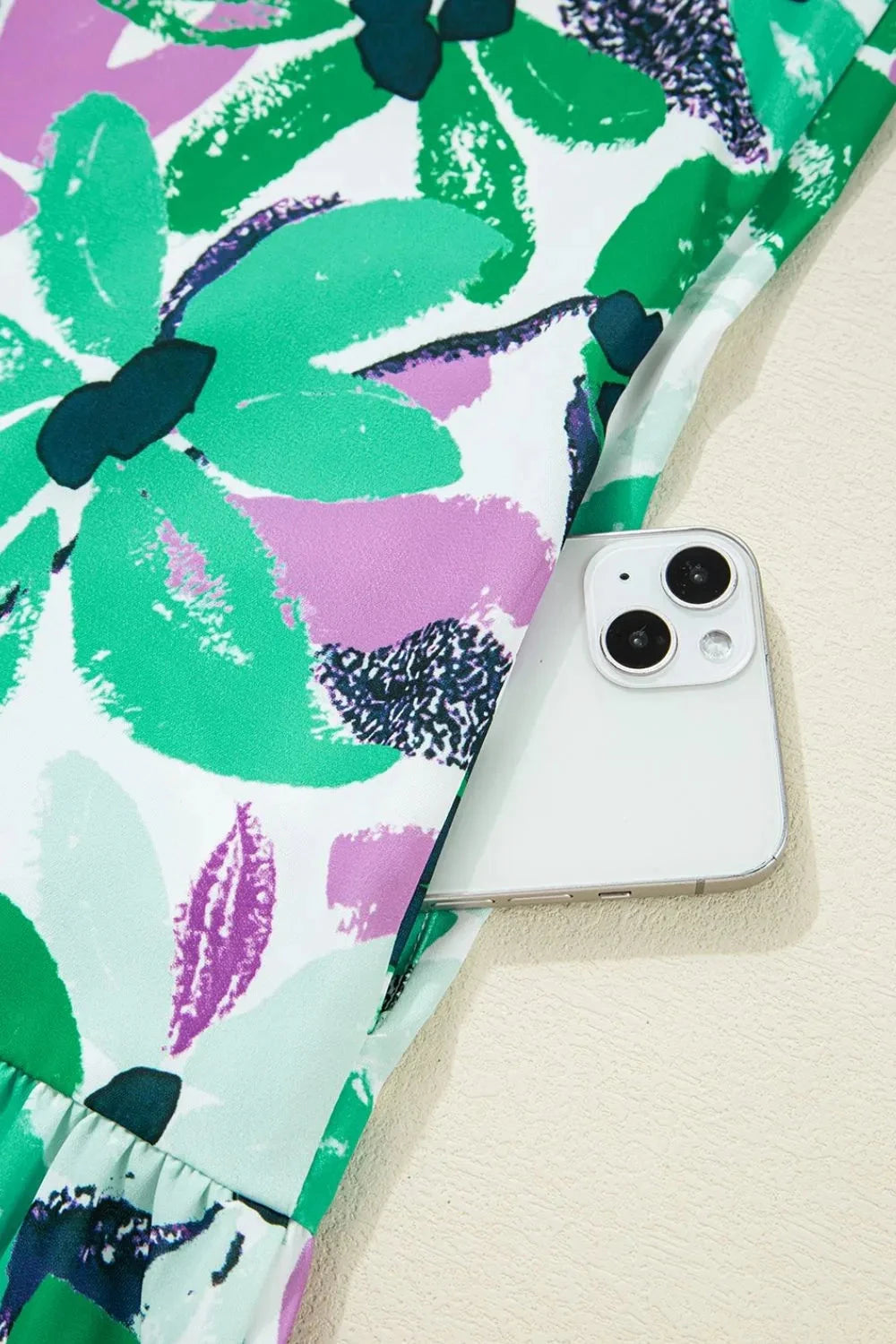 Floral Print Shirred Square Neck Loose Fit Mini Dress Simply Love