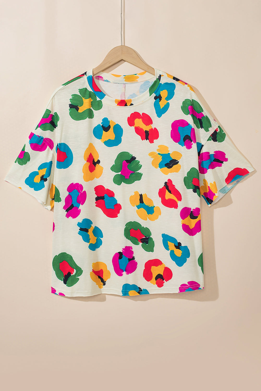 Apricot Leopard Drop Shoulder Oversize Tee - Product image 8 Tops/Tops & Tees by Divine Design4U