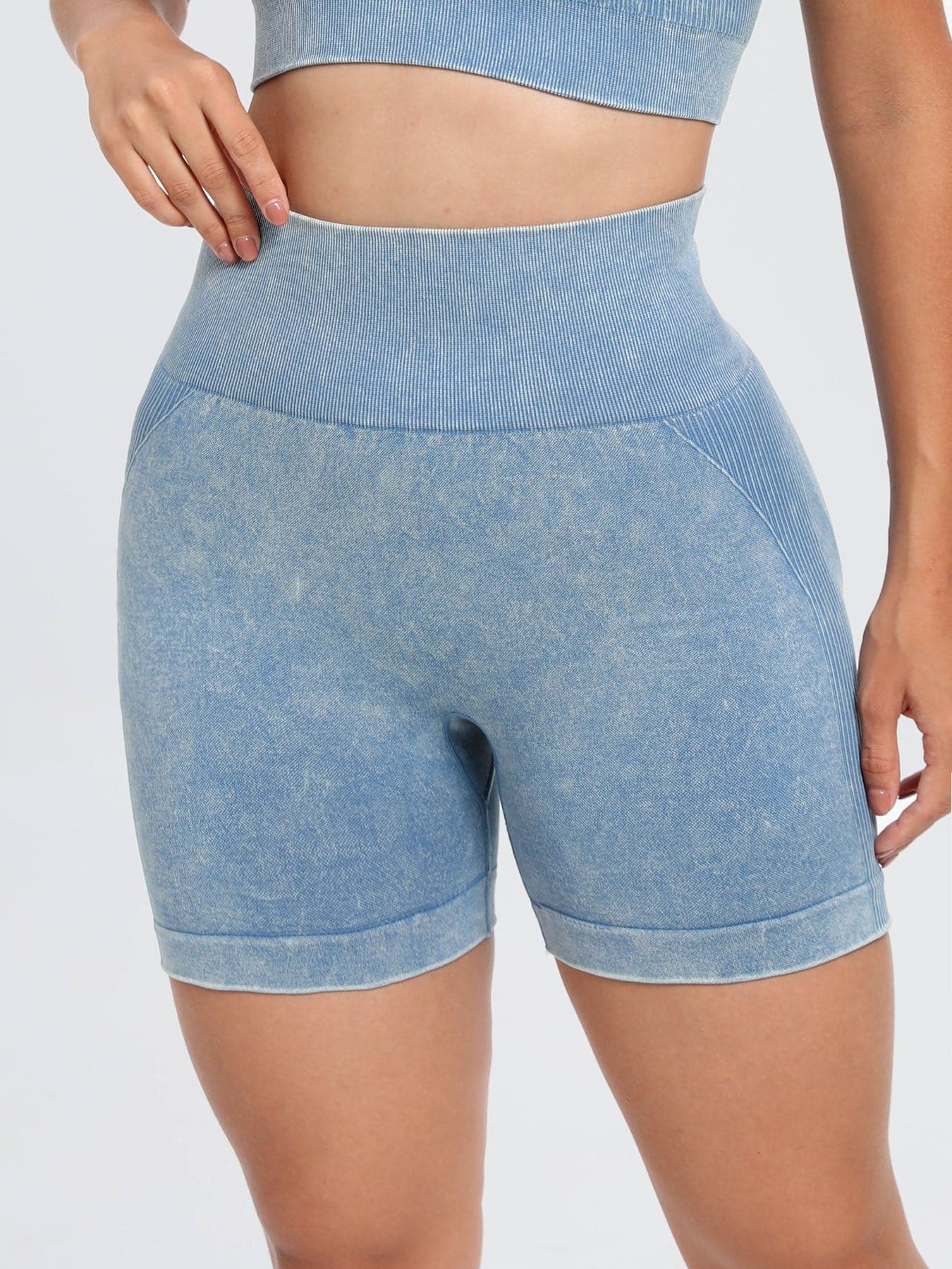 Washed High Waist Active Shorts.