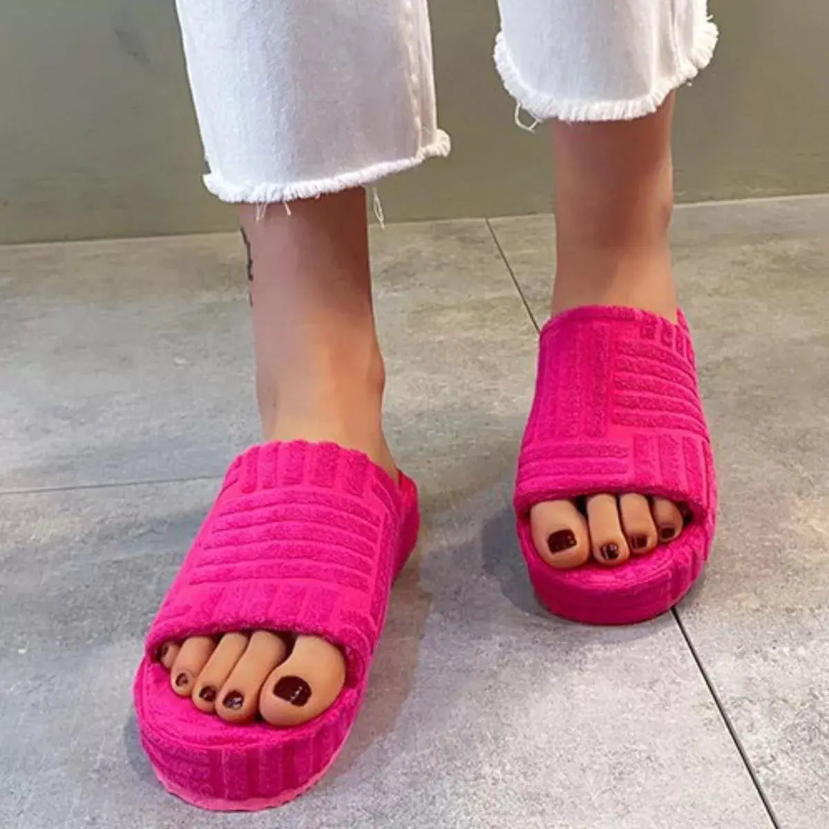 Open Toe Platform Slippers Simply Love