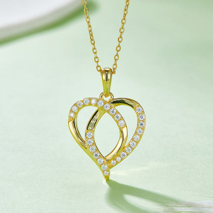 Moissanite 925 Sterling Silver Heart Shape Necklace.