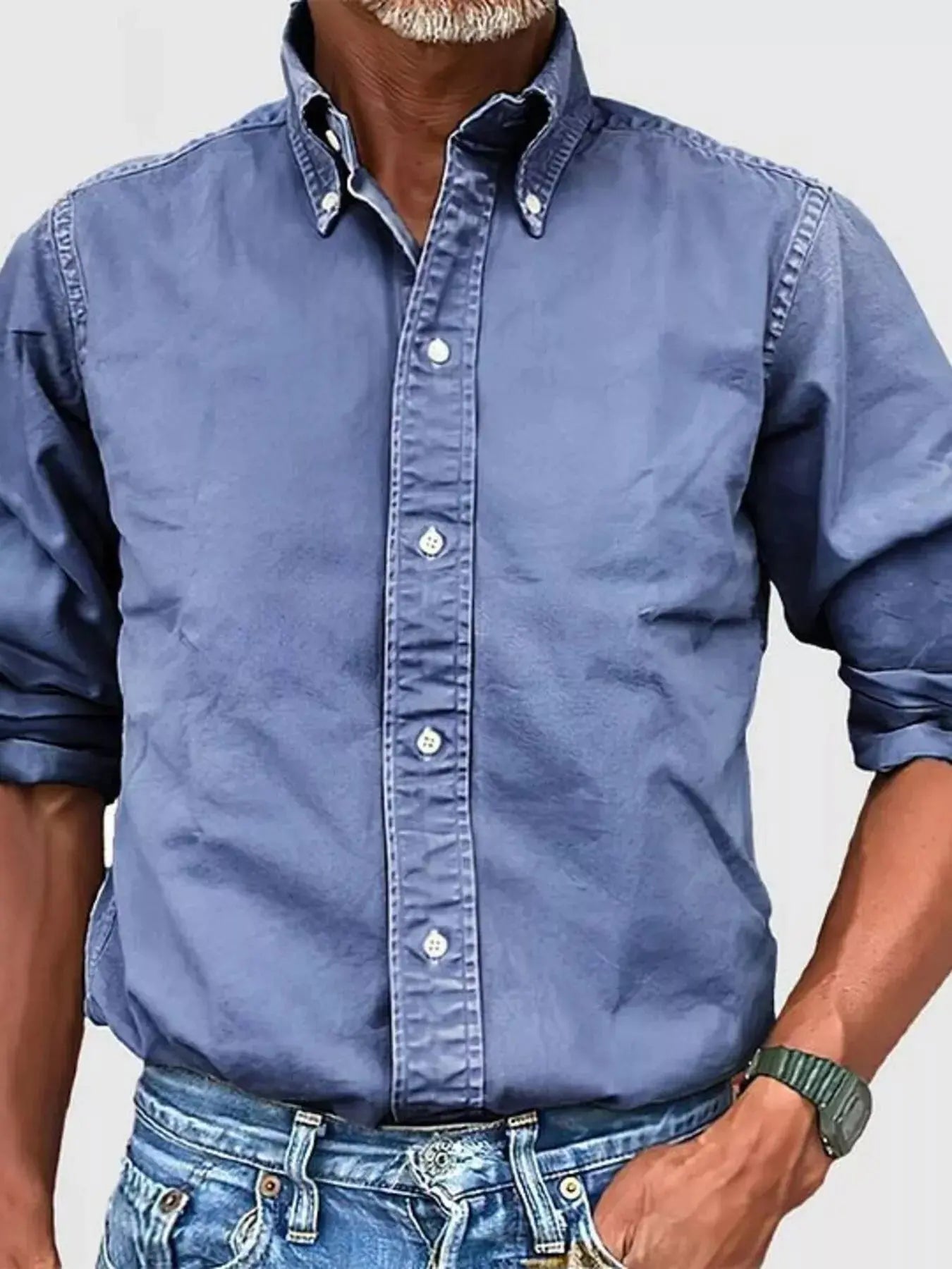 Men's Full Size Casual Button-Down Shirt Plus Size Simply Love