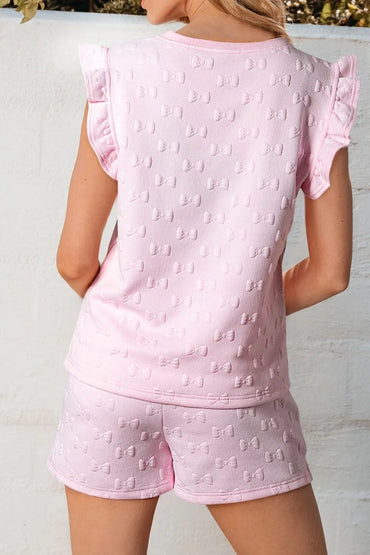 Simply Love: Bow Jacquard Shorts Set