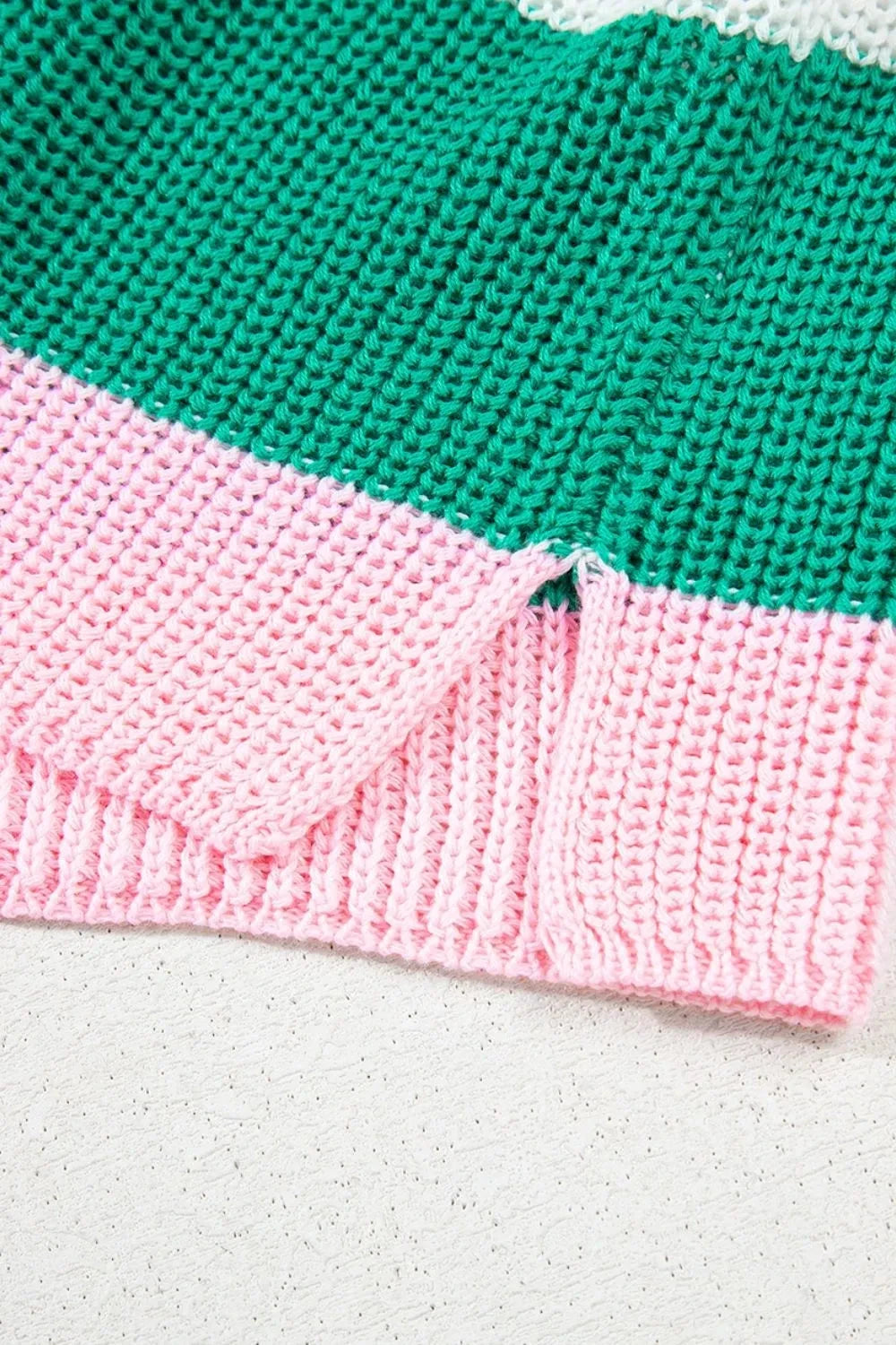 Color Block Notched Cap Sleeve Knit Top Simply Love