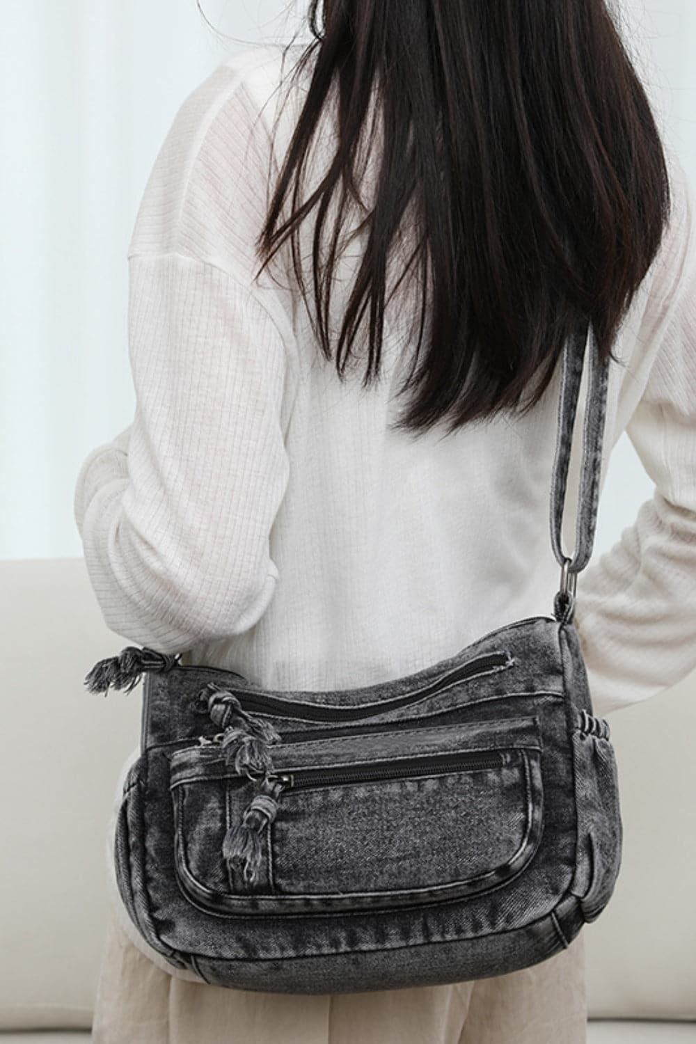 Denim crossbody bag - adjustable strap