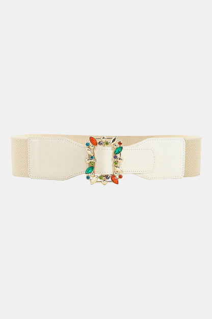 Multicolored Leaf Buckle Elastic Belt.