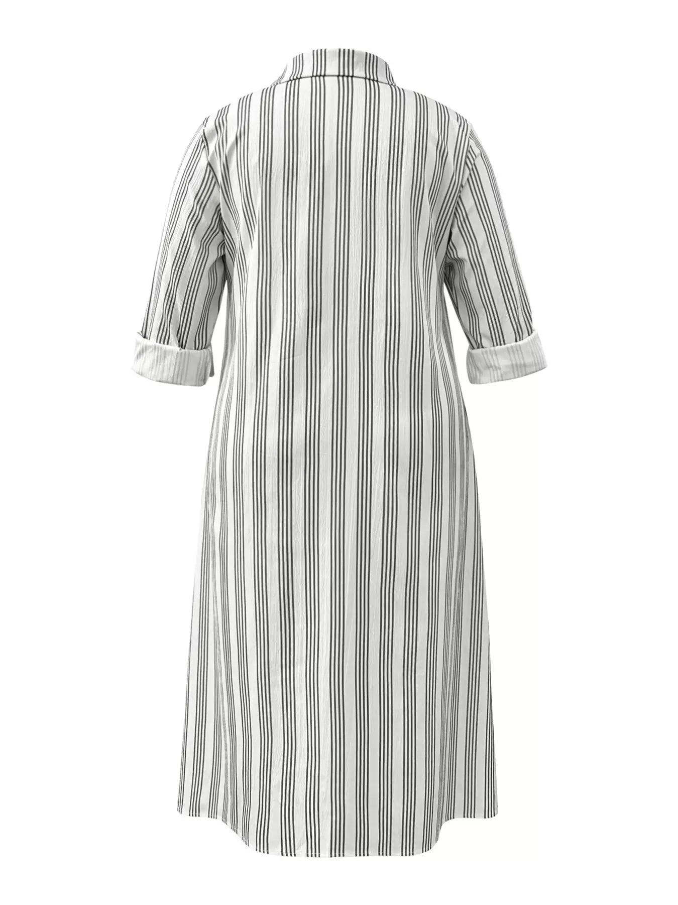 Plus Size Striped Button Front Midi Dress Simply Love