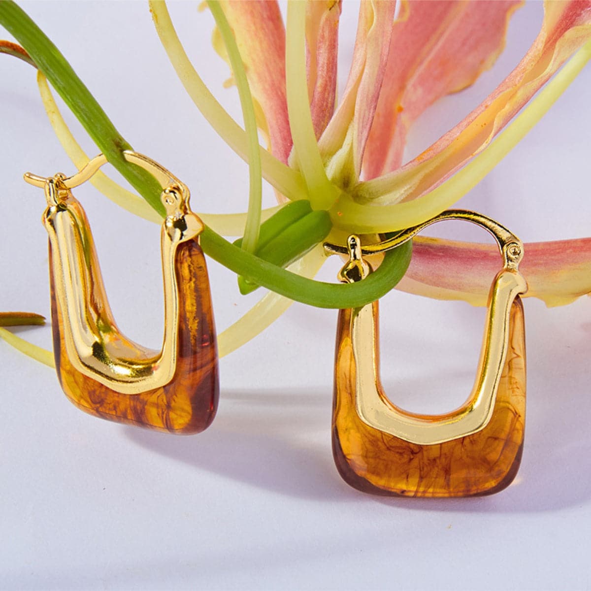 Resin Copper U Shape Earrings.