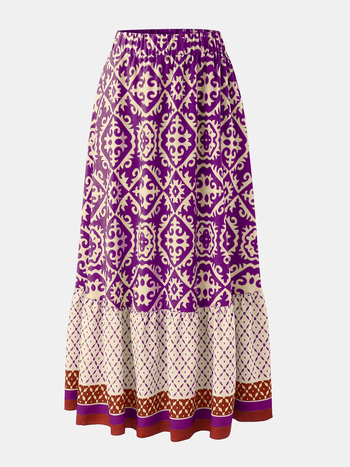 Geometric Elastic Waist Maxi Skirt.