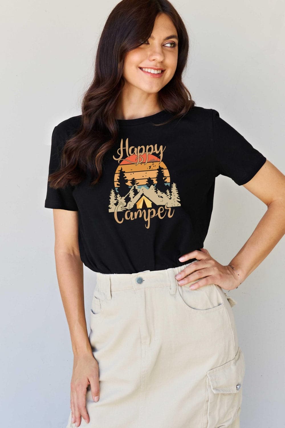 Simply Love Full Size HAPPY CAMPER Graphic T-Shirt.