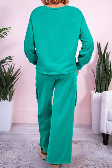 Lounge Set with Drawstring Pants and Long Sleeve Top