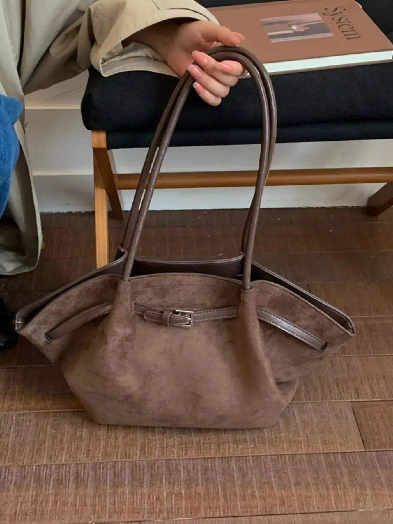 Solid Color Buckle Tote Bag Simply Love