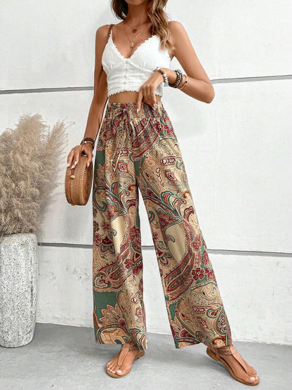 Printed Wide Leg Pants.