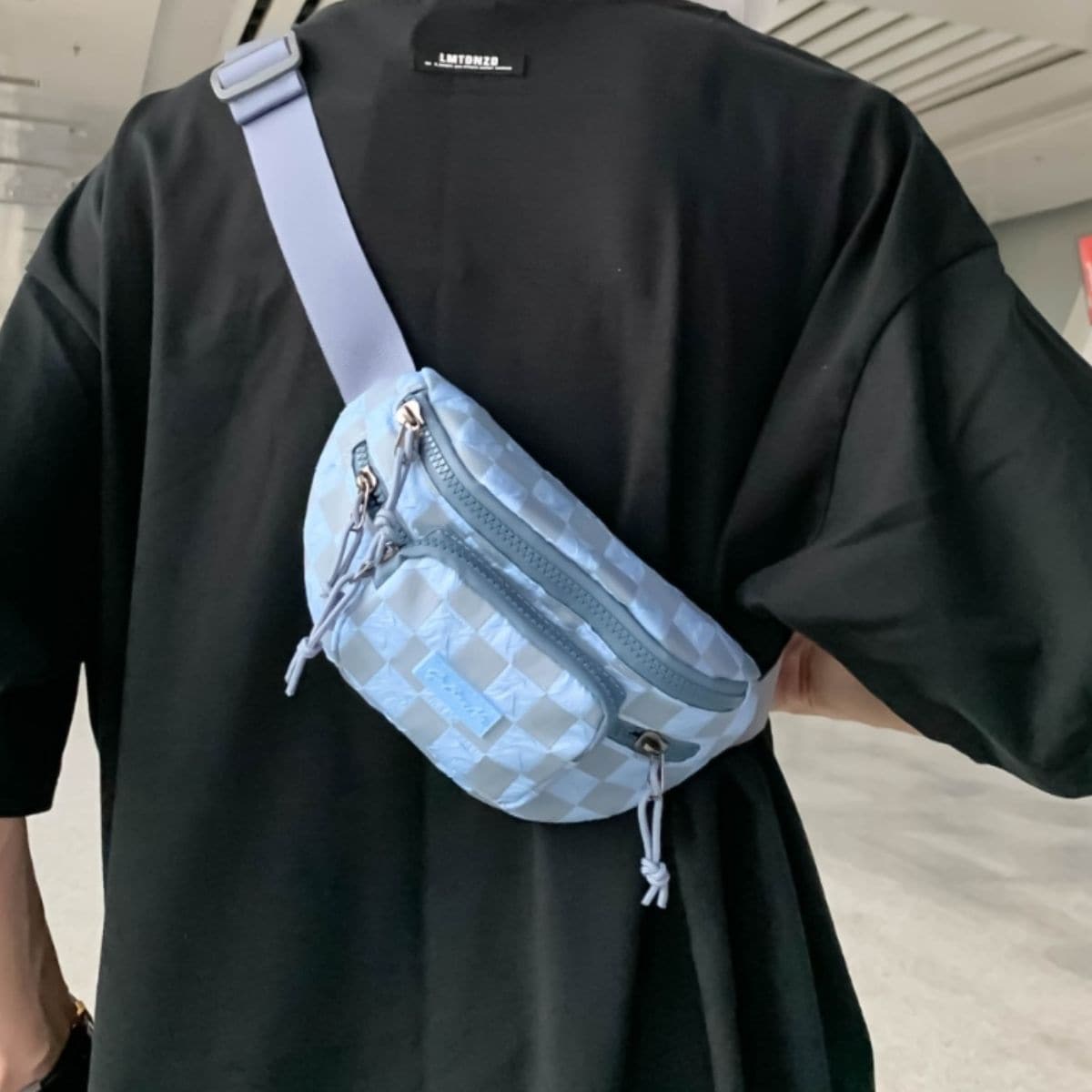 Medium nylon checkered bag