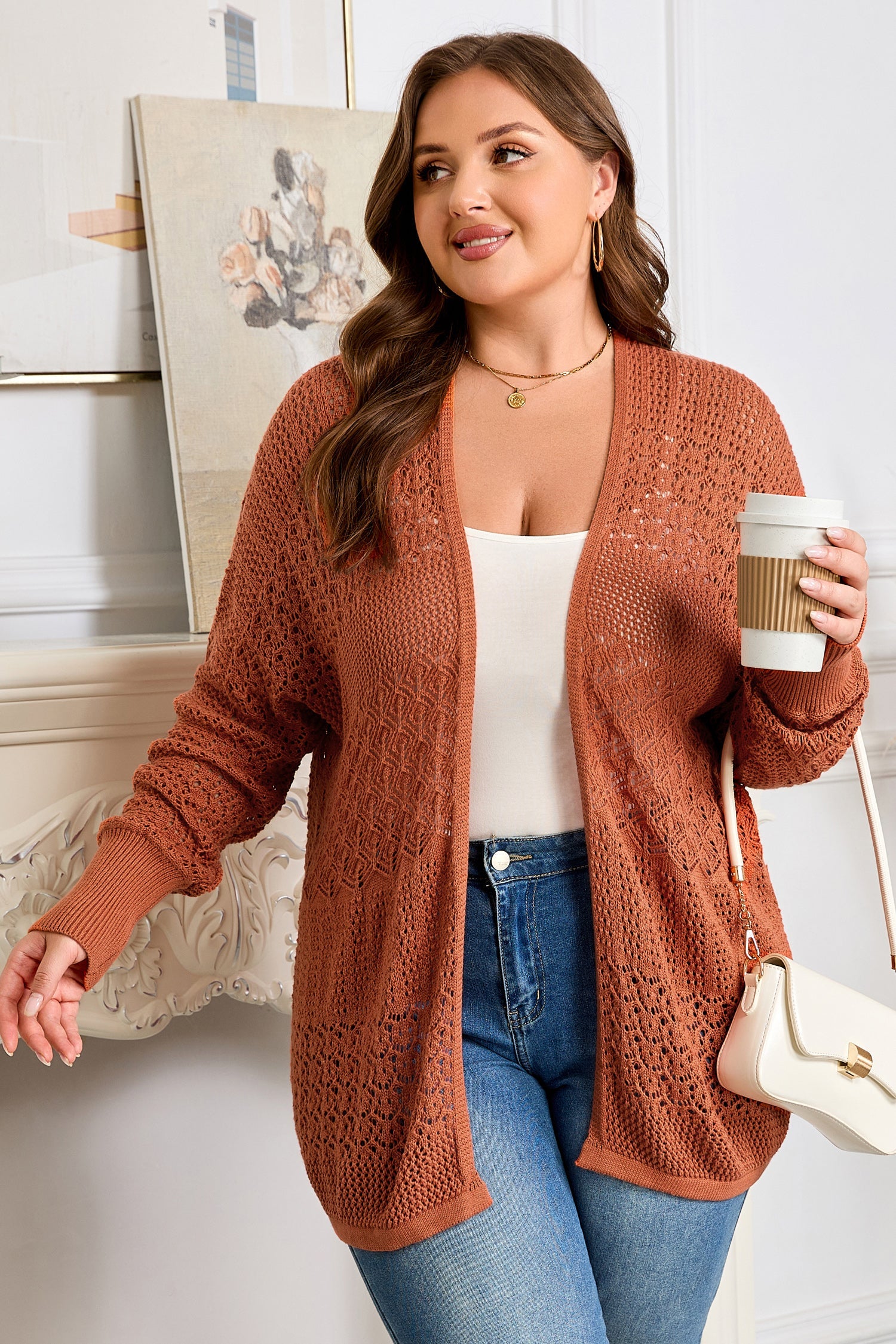 Dear-Lover Redwood Cardigan Women's Casual Open Front Knit Plus Size Fall Layering Dear-Lover Dropshipping