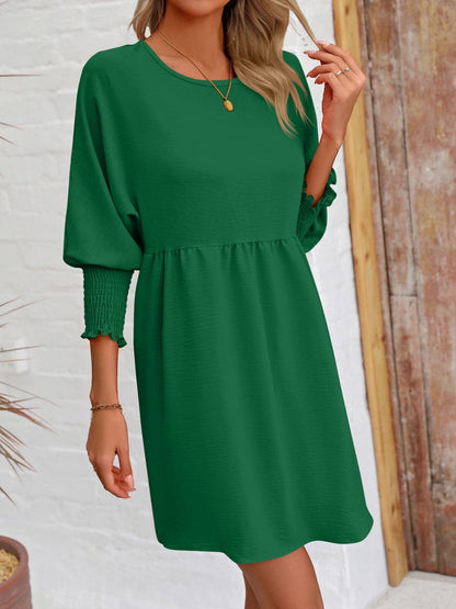 Round Neck Lantern Sleeve Mini DressFeatures: Basic style
Sheer: Opaque
Stretch: Slightly stretchy
Body: Not lined
Material composition: 100% polyester
Care instructions: Machine wash cold. Tumble dry Love Salve Round Neck Lantern Sleeve Mini Dress