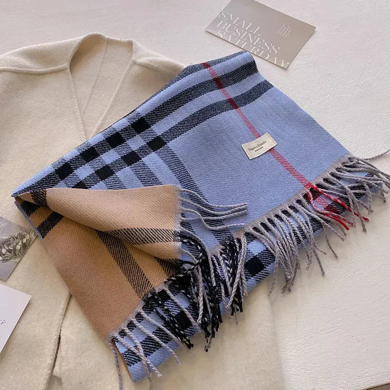Plaid Fringe Winter Scarf Simply Love