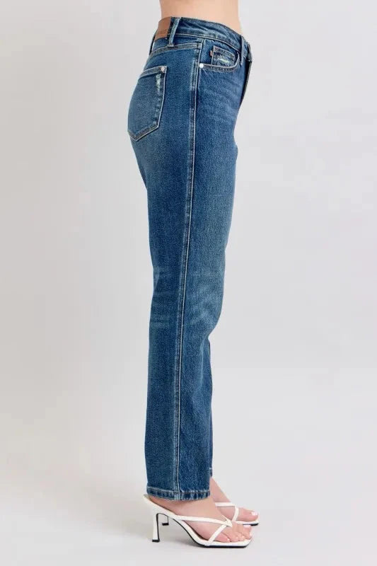 Judy Blue Full Size High Waisted Rigid Magic Non-destroy Straight Leg Jeans Plus Size Coco’s Tee Boutique