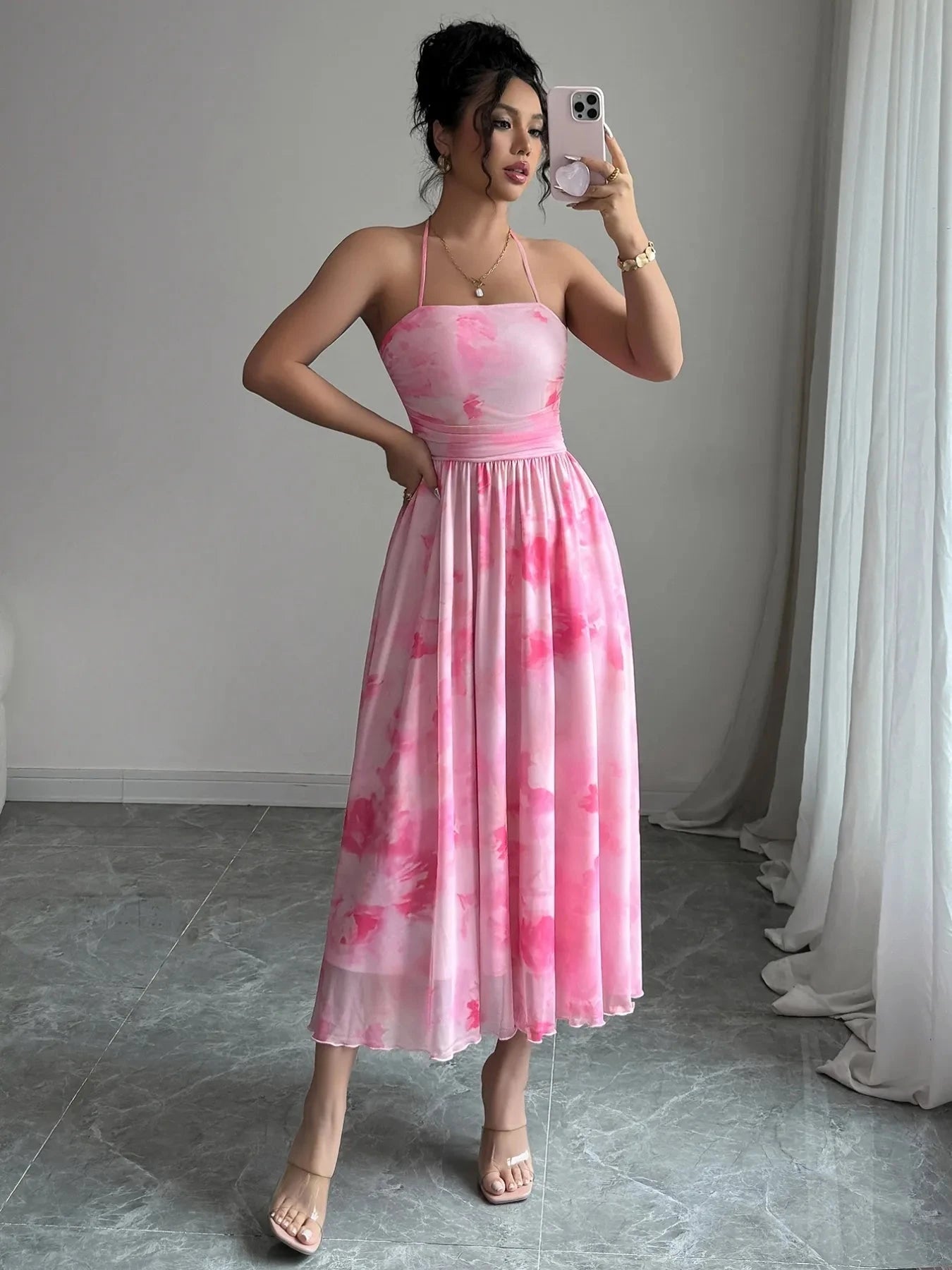 Tie-Dye Halter Sleeveless Midi Dress Coco’s Tee Boutique