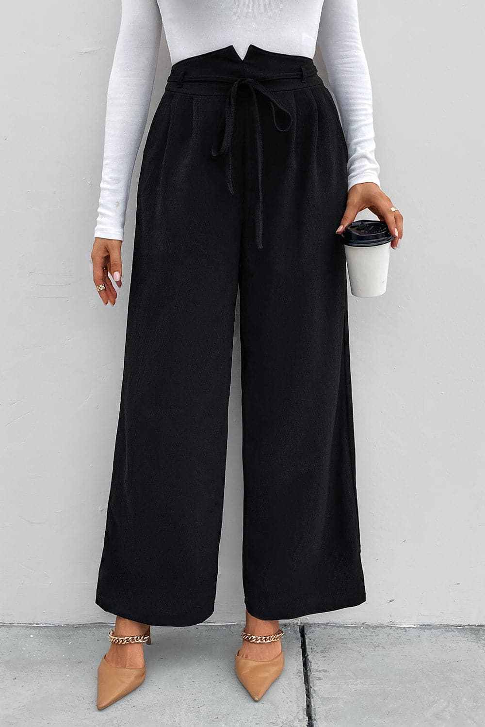 Chic high waist wide leg pants - Love Salve 