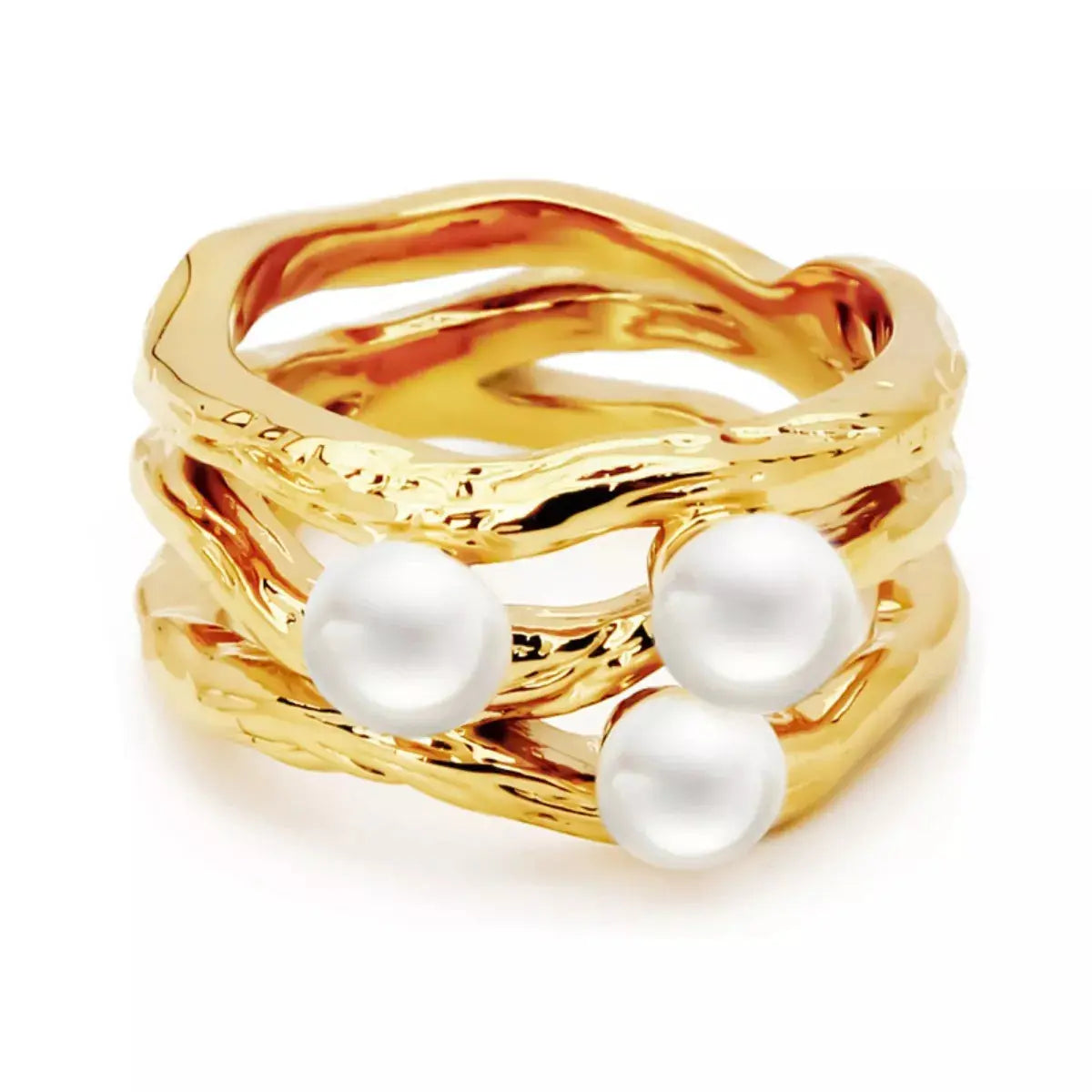 Synthetic Pearl 18K Gold-Plated Copper Ring Simply Love