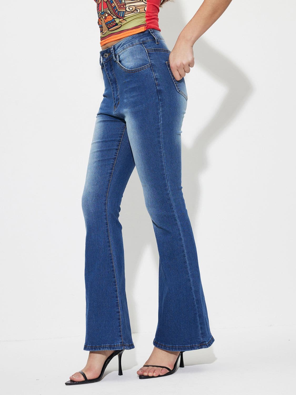 Mid-Rise Waist Bootcut Jeans.