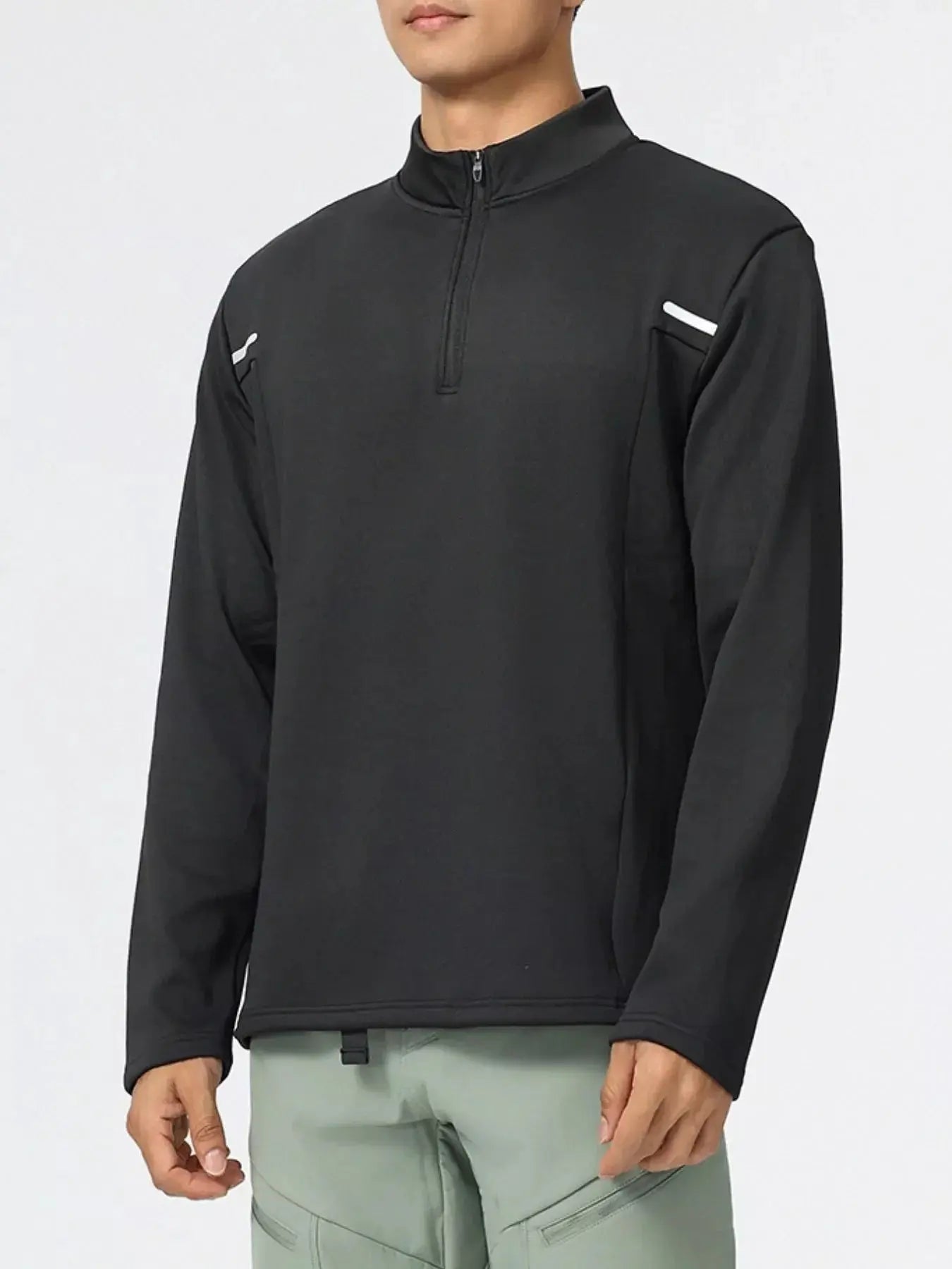 Men's Plus Size Half-Zip Long Sleeve Top Simply Love