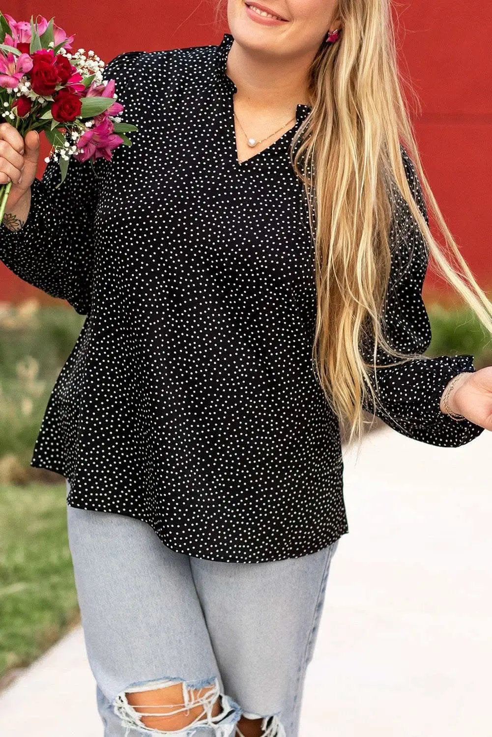Black leopard print blouse - plus size - Love Salve 