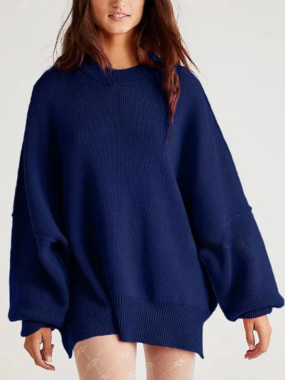 Cozy chic long sleeve sweater with side slits