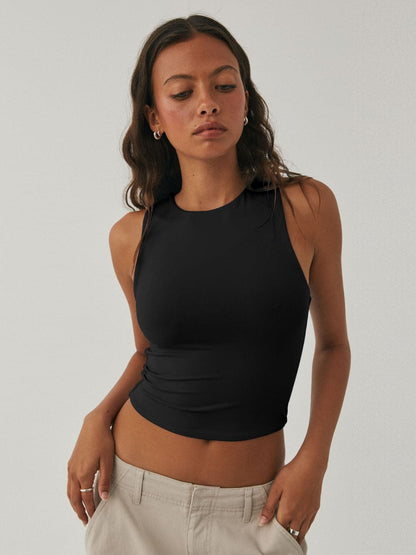 Round Neck Cropped Tank.