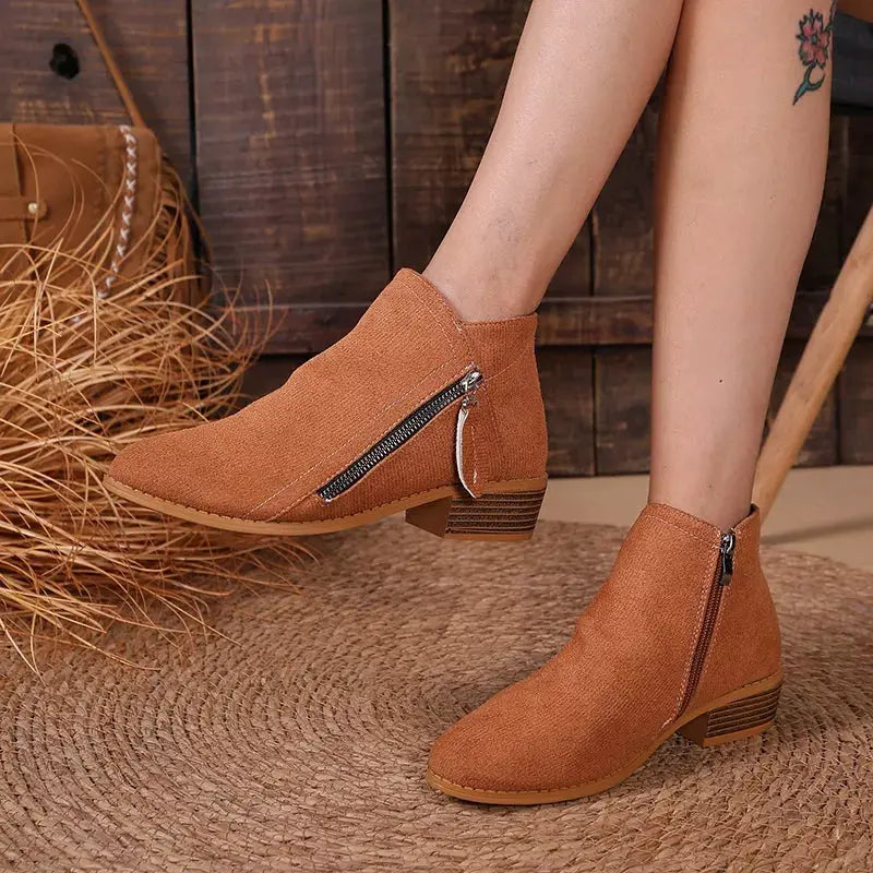 Point Toe Block Heels Boots Simply Love