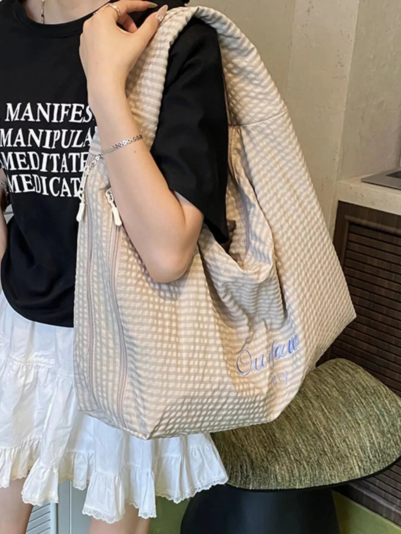 Casual Style Plaid Handbag Simply Love
