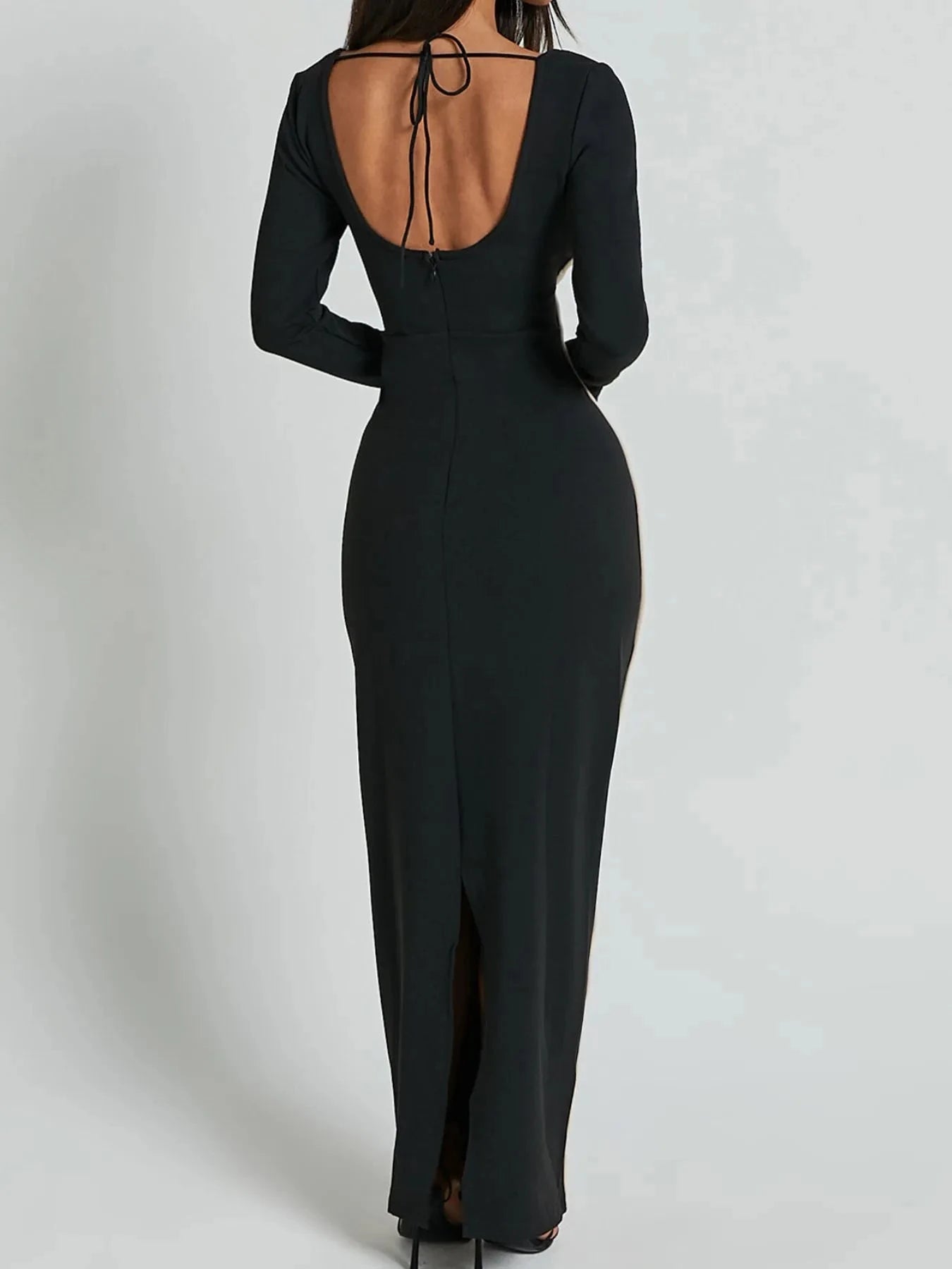Contrast Trim Long Sleeve Bodycon Maxi Dress Coco’s Tee Boutique