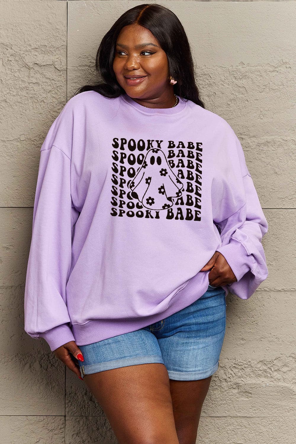 Simply Love Full Size SPOOKY BABE Graphic Sweatshirt.