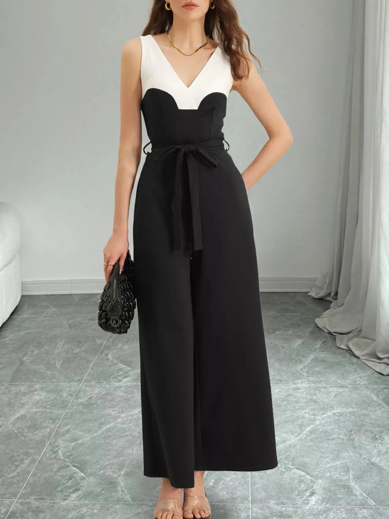 Color Block Wide Leg Jumpsuit Simply Love