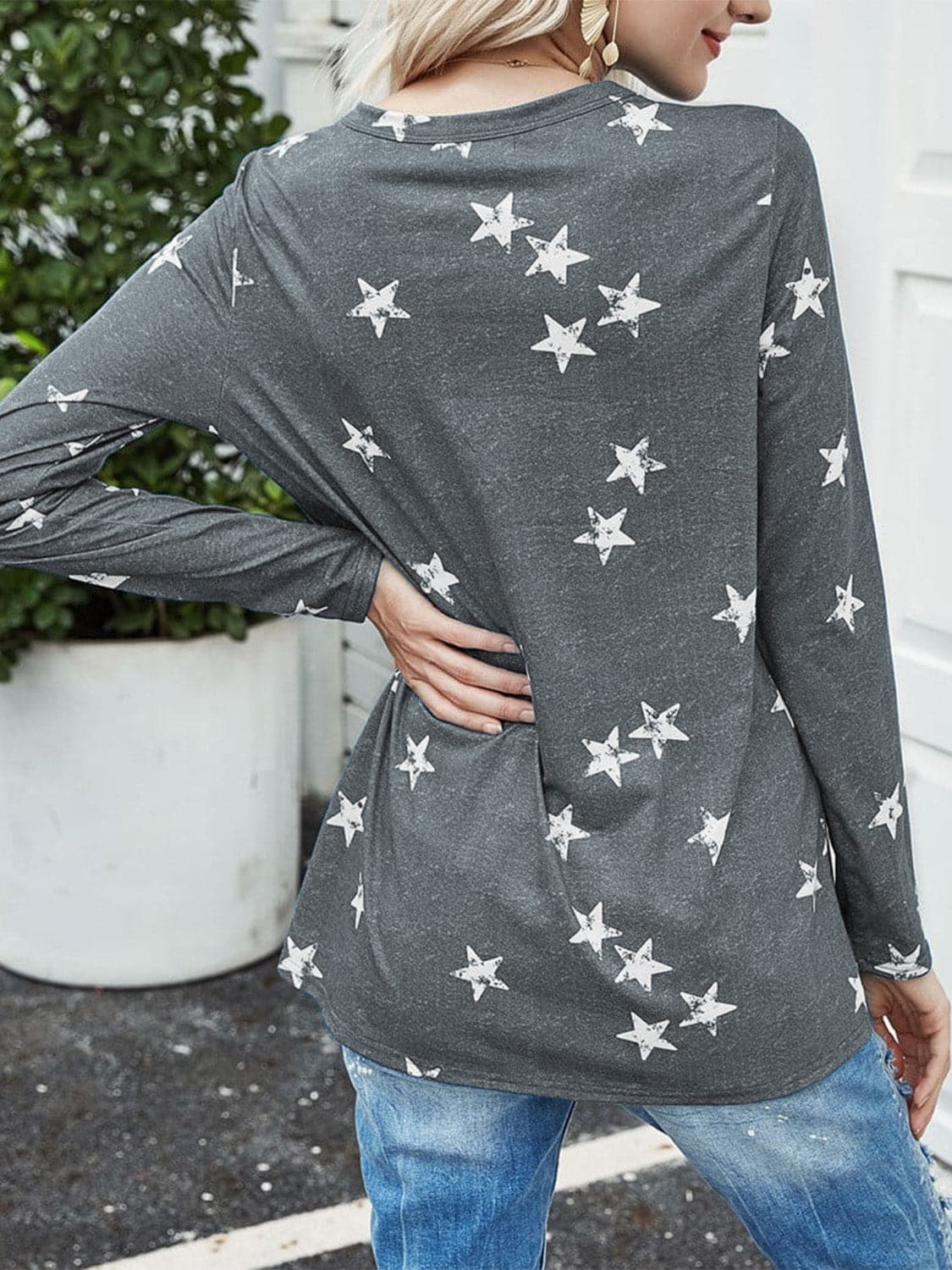 Stylish cutout long sleeve tee