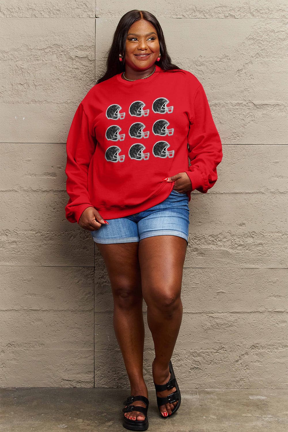 Simply Love Full Size Graphic Round Neck Sweatshirt.