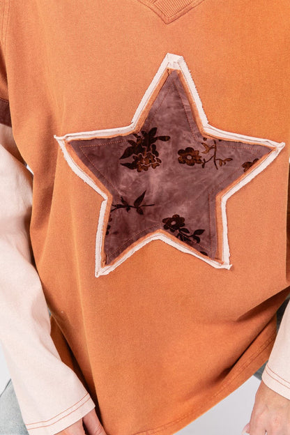 Star-studded style: Sage + Fig color block long sleeve tee