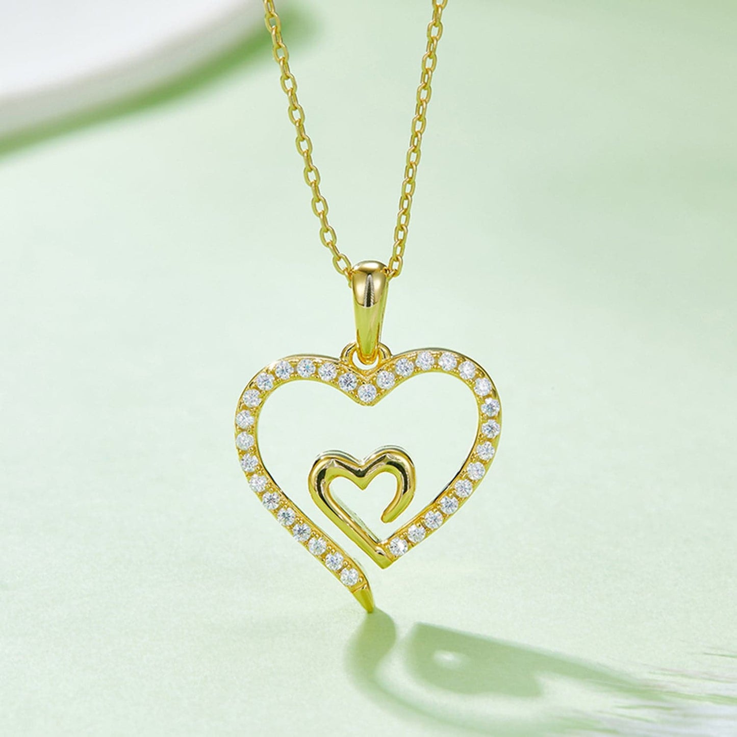 Moissanite 925 Sterling Silver Heart Pendant Necklace.