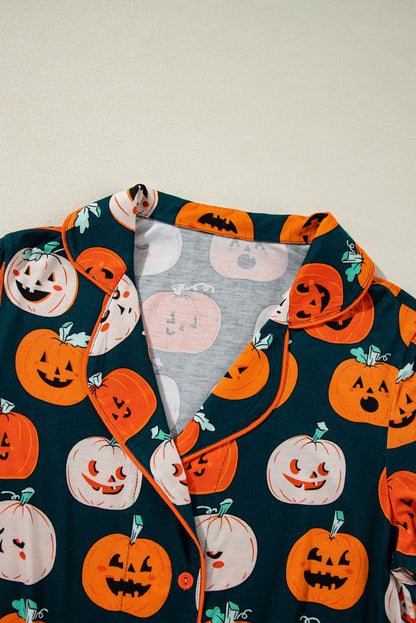 Festive orange Halloween short sleeve pajama set