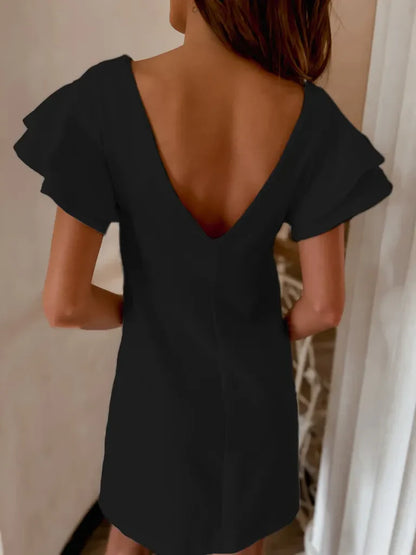 Flirt & Flutter Ruffle Sleeve Mini Dress