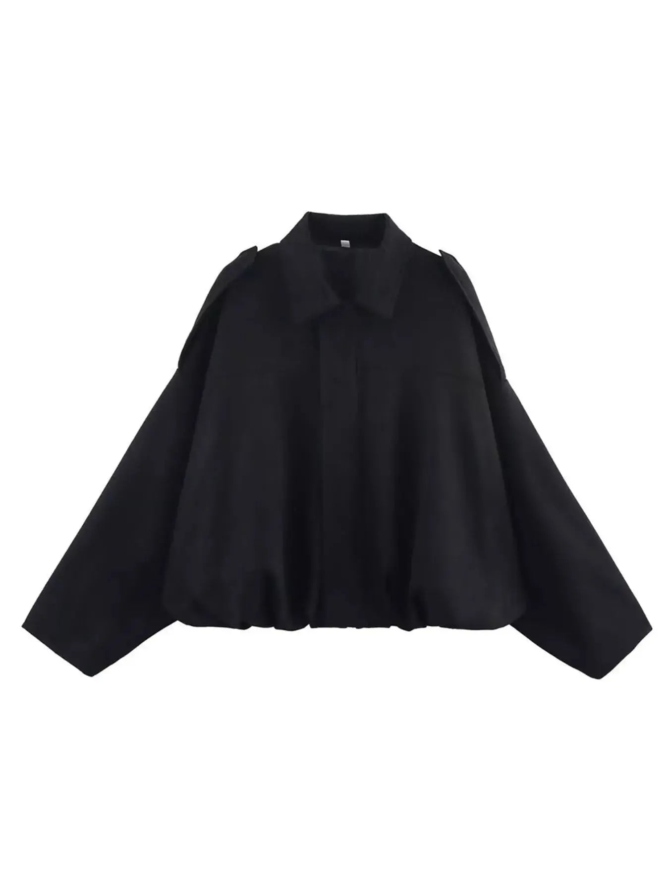 Collared Neck Dropped Shoulder Jacket Simply Love